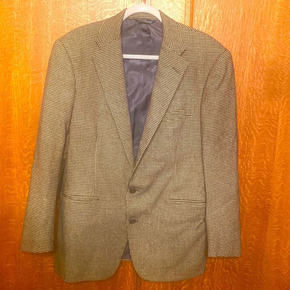Vtg Polo Ralph Lauren Wool Houndstooth Blazer Jacket 44 Reg